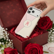 Chique pastel roze en crèmekleurig kleurblok met m