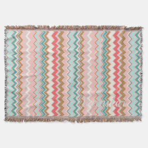 Chique pastel roze mint chevron aangepaste monogra deken