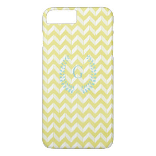 Chique pastelgele turquoise chevron op maat gemaak iPhone 8 plus / 7 plus hoesje