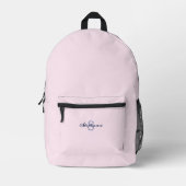 Chique pastelroze trendy minimale monogram bedrukte rugzak (Voorkant)