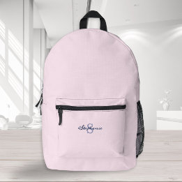 Chique pastelroze trendy minimale monogram bedrukte rugzak