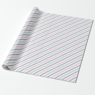 Chique patroon van blauwe, roze turkooizen lijnen, cadeaupapier