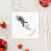 Chique Peacock Feather Custom Bruiloft Servetten (Insitu)
