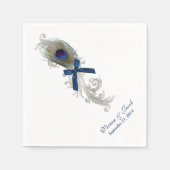 Chique Peacock Feather Custom Bruiloft Servetten (Voorkant)