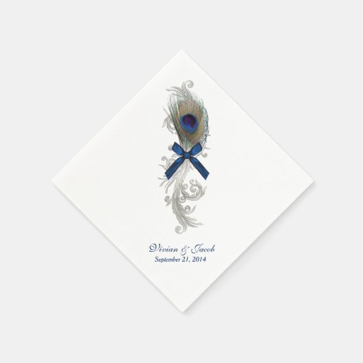Chique Peacock Feather Custom Bruiloft Servetten (Hoek)