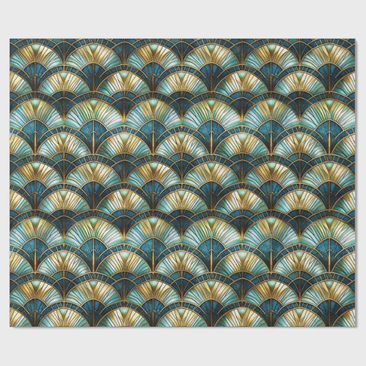 Chique Peacock Kleur Glas in lood Decoupage Cadeaupapier (Vlak)