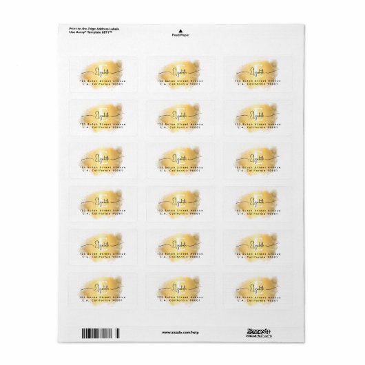 Chique penseelstreek Goud Wit Monogram Zwart Scrip Etiket (Full Sheet)