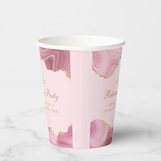 Chique Pensioen Partij Roze Goud Agaat Custom Papieren Bekers (Rechts)