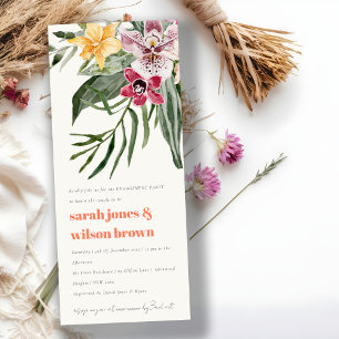 Chique Perzik Blush Boho Tropisch Bloemen Verlovin Kaart