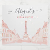 Chique perzik roze Paris Eiffeltoren Vrijgezellenf Sparkling Wijnetiket (Enkel label)