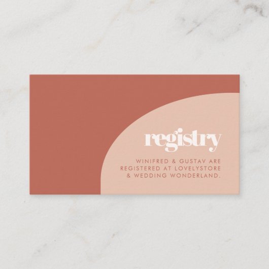 Chique perzik terracotta boog bruiloft register ka informatiekaartje (Voorkant)