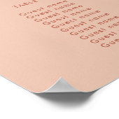 Chique perzik terracotta boog bruiloft zitgrafiek poster (Hoek)