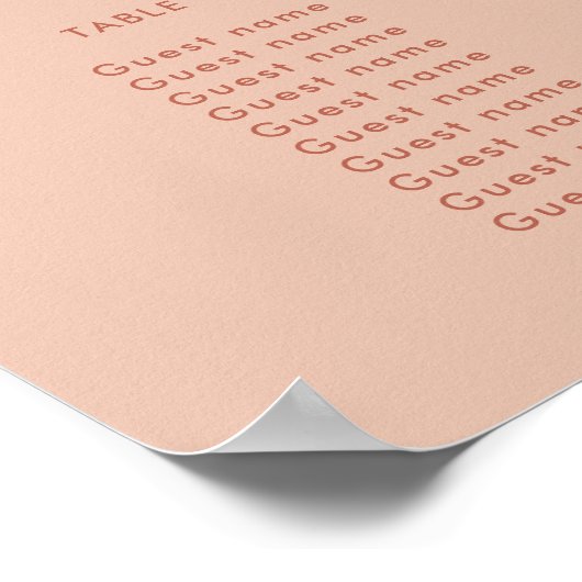 Chique perzik terracotta boog bruiloft zitgrafiek poster (Hoek)