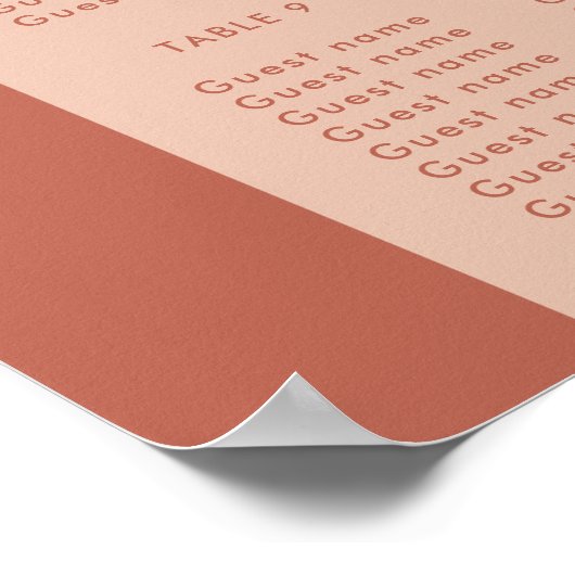 Chique perzik terracotta boog bruiloft zitgrafiek poster (Hoek)