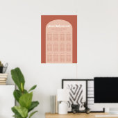 Chique perzik terracotta boog bruiloft zitgrafiek poster (Thuiskantoor)
