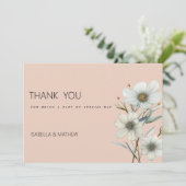 Chique perzik witte munt bloemenlente Dank U Kaart (Staand voorkant)