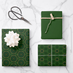 Chique Pine Groen en Goud Decoratieve Kerstmis Inpakpapier Vel