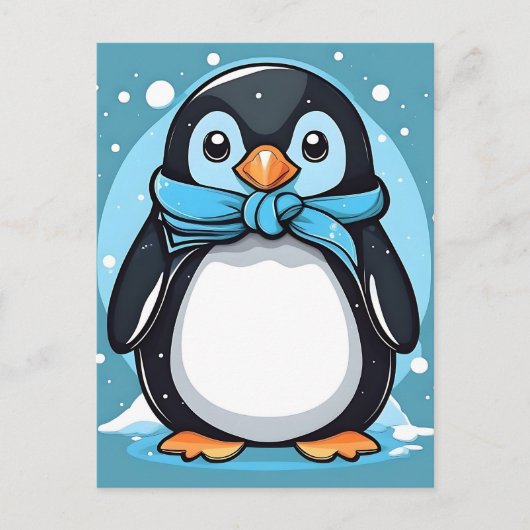 Chique Pinguïn Icy Blue Briefkaart (Voorkant)