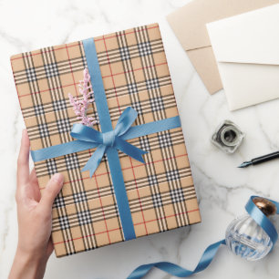 Chique Plaid Warme Tane Basis Wit Zwart Bruin Tart Cadeaupapier