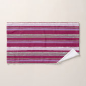 Chique Plum Pink Beach Hut Stripes Art van Heva We Bad Handdoek (Handdoek)