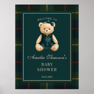 Chique Preppy Teddydbeer Baby Shower Welkom  Poster
