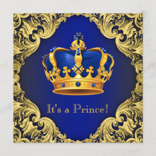 Chique Prince Baby Shower Blauw Goud Kaart