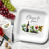 Chique proost op de liefde wijngaard waterverf papieren bordje