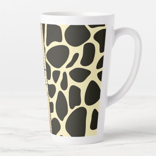Chique Quartrefoil Giraffe Print gepersonaliseerd Latte Mok (Rechts)