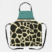 Chique Quatrefoil Giraffe Print gepersonaliseerd Schort (Voorkant)