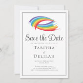 Chique Rainbow Wave Kleurrijke LGBT Save The Date (Voorkant)