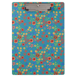 Chique Retro bloemenprint op Blauwgroen acryl klem Klembord
