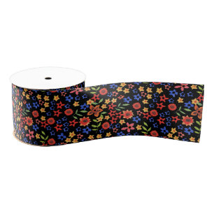 Chique Retro bloemenprint, op maat gemaakt Grosgra Grosgrain Lint