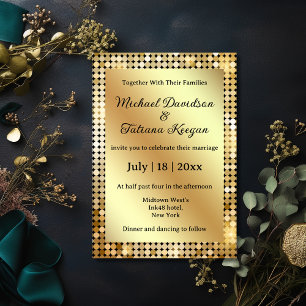 Chique Retro Gouden Disco Bal Glamour Bruiloft Kaart