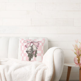 Chique Retro Kerst Roze Plaid Kussen