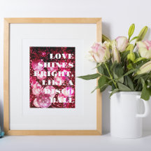 Chique Retro Krachtige Disco Bal Roze Muurkunst