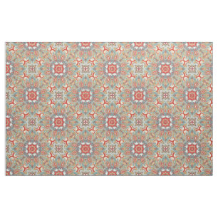 Chique Retro Rood Turquoise Teal Kaleidoscoop Patr Stof