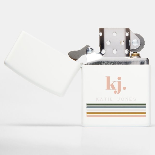 Chique Retro Strepen Monogram  (Geopend)