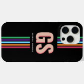 Chique Retro Strepen Monogram  Case-Mate iPhone Case (Achterkant (horizontaal))