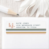Chique Retro Strepen Monogram  Etiket (Insitu)