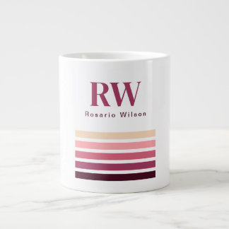 Chique Retro Strepen Monogram Koffiemok Extra Grote Beker