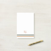Chique Retro Strepen Monogram  Post-it® Notes (Op bureau)