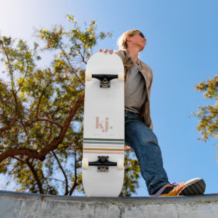 Chique Retro Strepen Monogram Skateboard