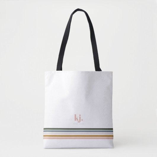 Chique Retro Stripes Monogram Canvas tas (Voorkant)