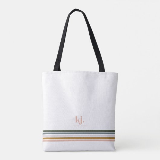 Chique Retro Stripes Monogram Canvas tas (Achterkant)