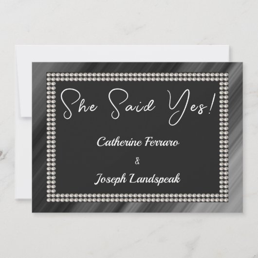 Chique Retro Zwart & Wit Parels Save The Date (Voorkant)