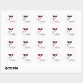 Chique Retro Zwarte Roze Stippen Zonnebril Schoonh Ronde Sticker (Vel)