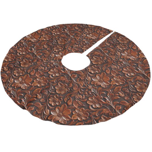 Chique rijke warme bruine bloemen kerstboom rok (Gekanteld)