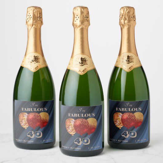 Chique rode ballonnen goud & glitter Fabulous verj Sparkling Wijnetiket (Flessen)