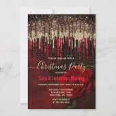 Chique rode bloem goud druppels glitter kerst kaart (Voorkant)