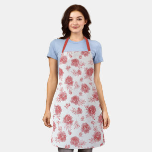 Chique Rode Bloemen Schort